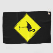 Flamingo-Silhouette-Verkehrsschild Golfhandtuch (Horizontal)