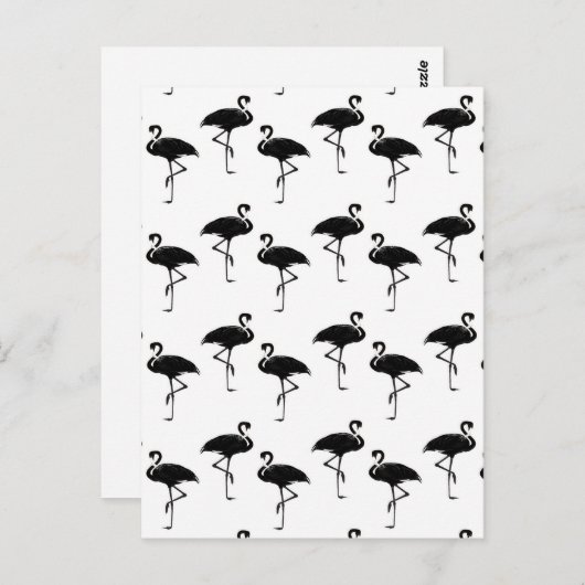 Flamingo Silhouetten Muster Schwarz-weiß Postkarte (Vorne/Hinten)