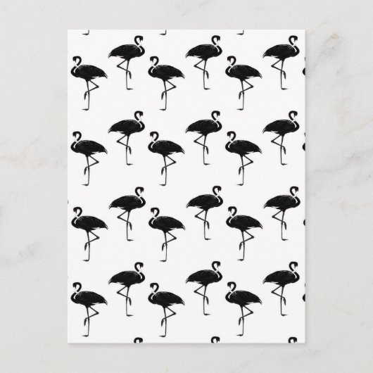 Flamingo Silhouetten Muster Schwarz-weiß Postkarte (Vorderseite)