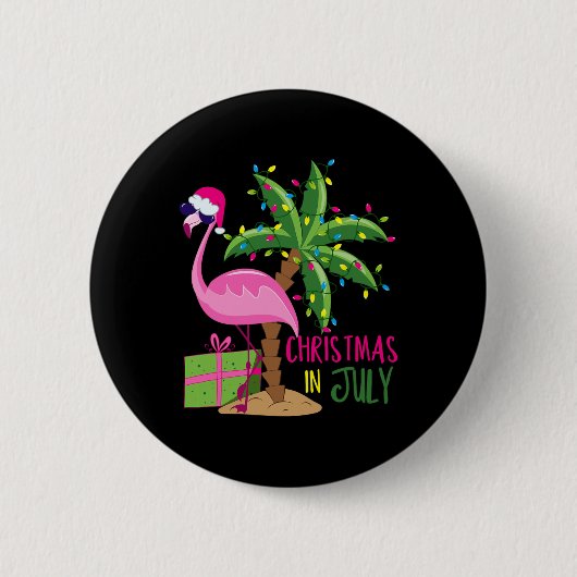 Flamingo-Single Xmas-Strand-tropisches Weihnachten Button (Vorderseite)