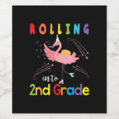 Flamingo Skater Student Rolling in 2. Klasse Weinetikett (Einzelnes Label)