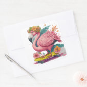 Flamingo Skater - Tropical Skateboard Vibes Square Quadratischer Aufkleber (Umschlag)