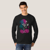 Flamingo Skeleton Blume Retro Crazy Drinking Fla T-Shirt (Vorne ganz)