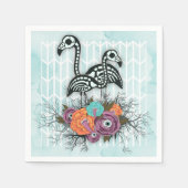 Flamingo Skeleton Halloween Komposition Serviette (Vorderseite)