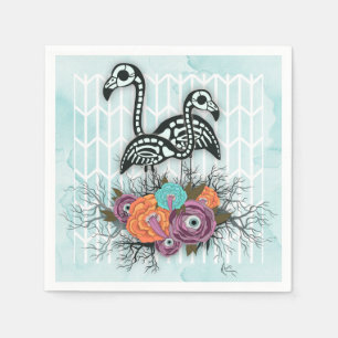 Flamingo-Skeleton Halloween-Zusammensetzung Serviette