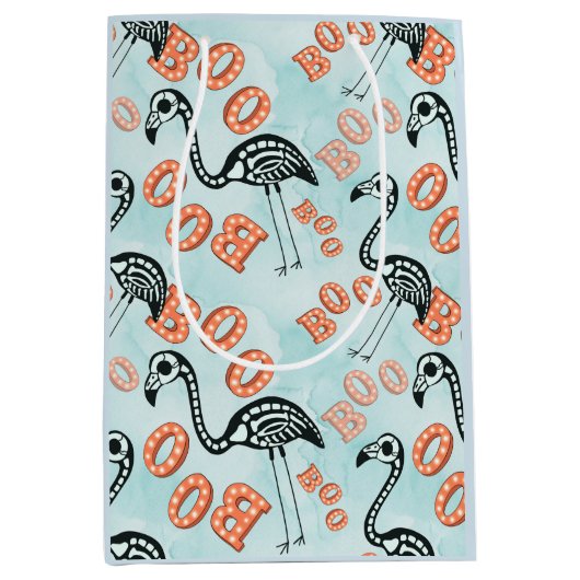 Flamingo-Skelett Boo-Halloweens | Mittlere Geschenktüte (Vorderseite)