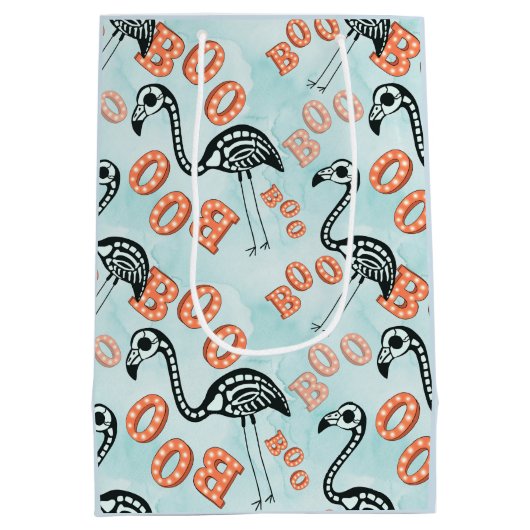 Flamingo-Skelett Boo-Halloweens | Mittlere Geschenktüte (Rückseite)