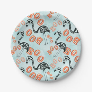 Flamingo-Skelett Boo-Halloweens   Pappteller
