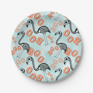 Flamingo-Skelett Boo-Halloweens | Pappteller