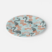 Flamingo-Skelett Boo-Halloweens | Pappteller (Schrägansicht)