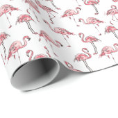 Flamingo Sketch: Tropisches Vintages Muster. Geschenkpapier (Rolleneckpunkt)