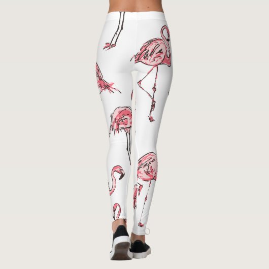 Flamingo Sketch: Tropisches Vintages Muster. Leggings (Rückseite)
