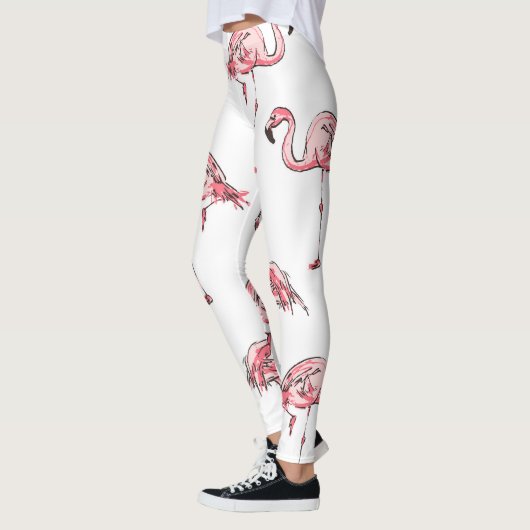 Flamingo Sketch: Tropisches Vintages Muster. Leggings (Links)
