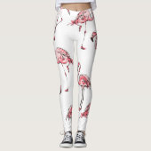 Flamingo Sketch: Tropisches Vintages Muster. Leggings (Vorderseite)