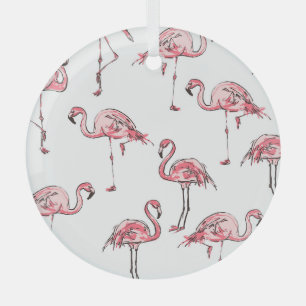 Flamingo Sketch: Tropisches Vintages Muster. Ornament Aus Glas