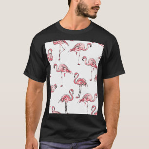 Flamingo Sketch: Tropisches Vintages Muster. T-Shirt