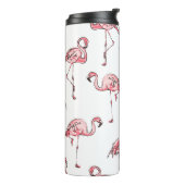 Flamingo Sketch: Tropisches Vintages Muster. Thermosbecher (Nach links gedreht)