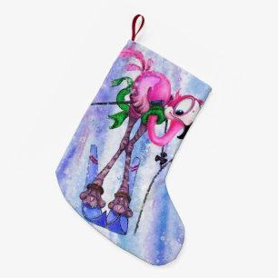 Flamingo-Ski-Christmas-Socken Kleiner Weihnachtsstrumpf