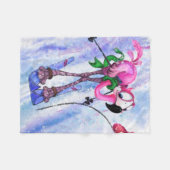 Flamingo Skier Baby Fleece Blanket (Vorderseite (Horizontal))