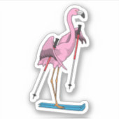 Flamingo Skier Ski Aufkleber (Vorderseite)