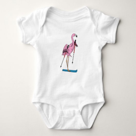 Flamingo Skier Ski Baby Strampler (Vorderseite)