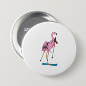 Flamingo Skier Ski Button (Vorne & Hinten)