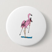 Flamingo Skier Ski Button (Vorderseite)