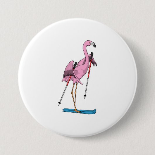 Flamingo Skier Ski Button (Vorderseite)