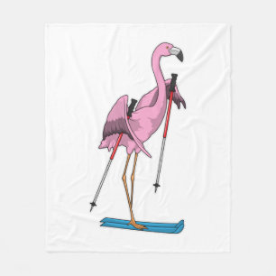 Flamingo Skier Ski Fleecedecke