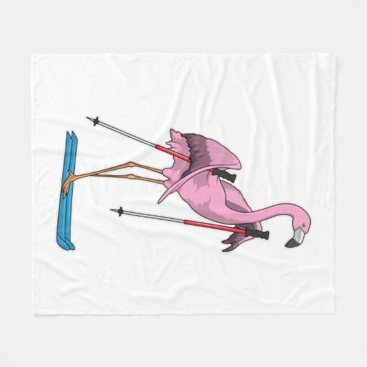 Flamingo Skier Ski Fleecedecke (Vorderseite (Horizontal))