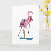 Flamingo Skier Ski Karte (Gelbe Blume)