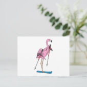 Flamingo Skier Ski Postkarte (Stehend Vorderseite)