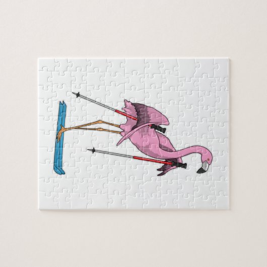 Flamingo Skier Ski Puzzle (Horizontal)
