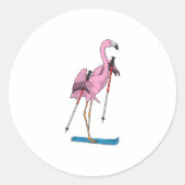 Flamingo Skier Ski Runder Aufkleber (Vorderseite)