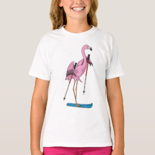 Flamingo Skier Ski T-Shirt