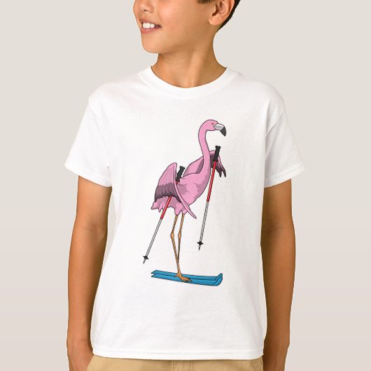 Flamingo Skier Ski T-Shirt (Vorderseite)