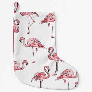 Flamingo-Skizze: Tropisches Vintage-Muster. Kleiner Weihnachtsstrumpf