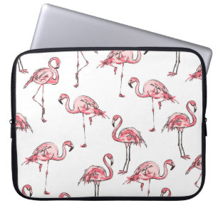 Flamingo-Skizze: Tropisches Vintage-Muster. Laptopschutzhülle