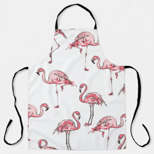 Flamingo-Skizze: Tropisches Vintage-Muster. Schürze