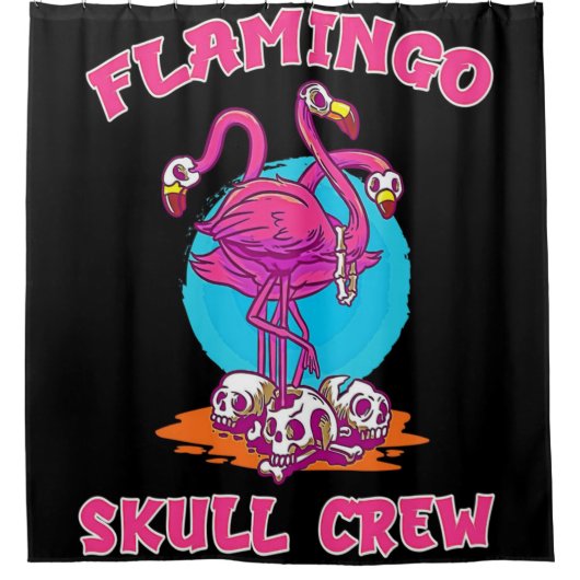 Flamingo Skull Crew Halloween| Flamingo Liebhaber Duschvorhang (Vorderseite)
