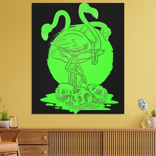 Flamingo Skull Halloween | Geschenk für Flamingo L Leinwanddruck (Insitu (Wohnzimmer))