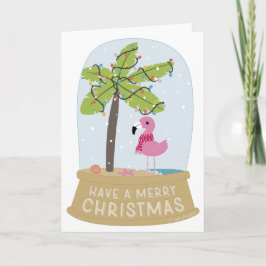 Flamingo Snow Globe Beach Frohe Weihnachten Karte