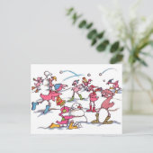 Flamingo Snowball Fight Postcard Postkarte (Stehend Vorderseite)