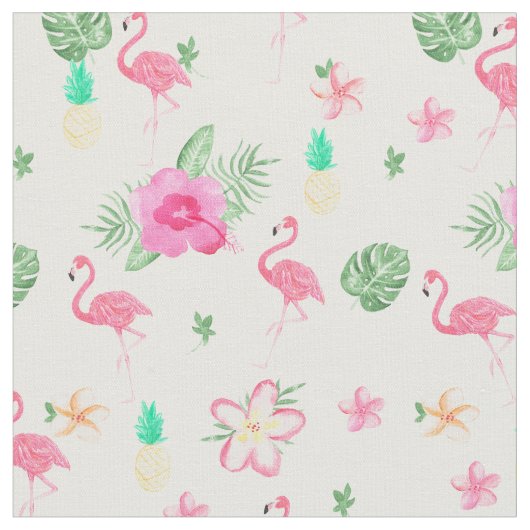 Flamingo-Sommer-Blumen des Watercolor rosa Stoff (Nahaufnahme)