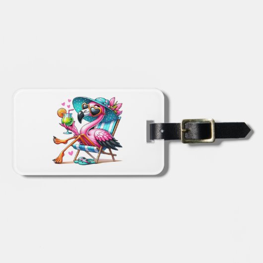 Flamingo Sommer cool Gepäckanhänger (Vorderseite horizontal)