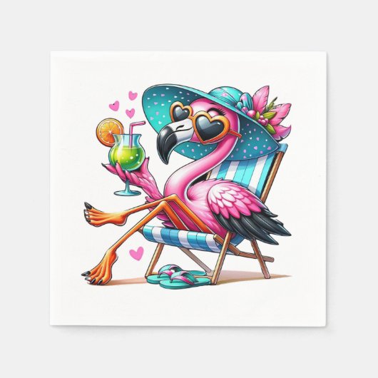 Flamingo Sommer cool Serviette (Vorderseite)