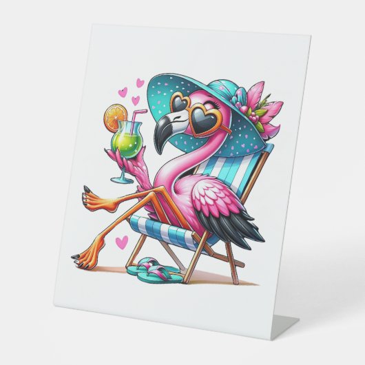 Flamingo Sommer cool Sockelschild (Vorderseite)