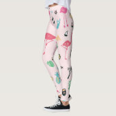 Flamingo Sommer: Lebhaftes Vogelmuster Leggings (Links)