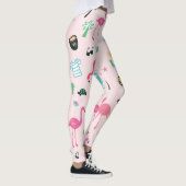 Flamingo Sommer: Lebhaftes Vogelmuster Leggings (Rechts)