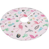 Flamingo Sommer: Lebhaftes Vogelmuster Polyester Weihnachtsbaumdecke (Schrägansicht)